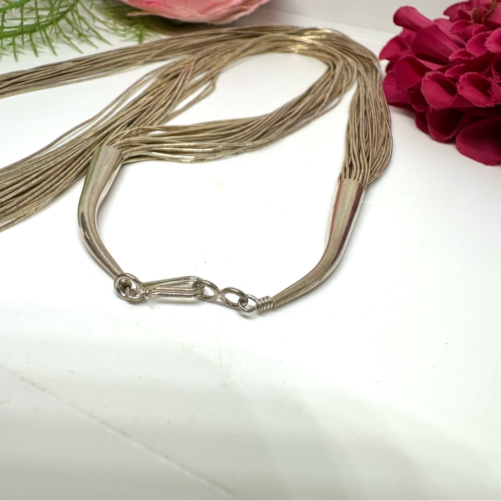 VINTAGE⚜️Navajo Sterling Silver “Liquid” 20-Strand Necklace - Picture 6 of 7